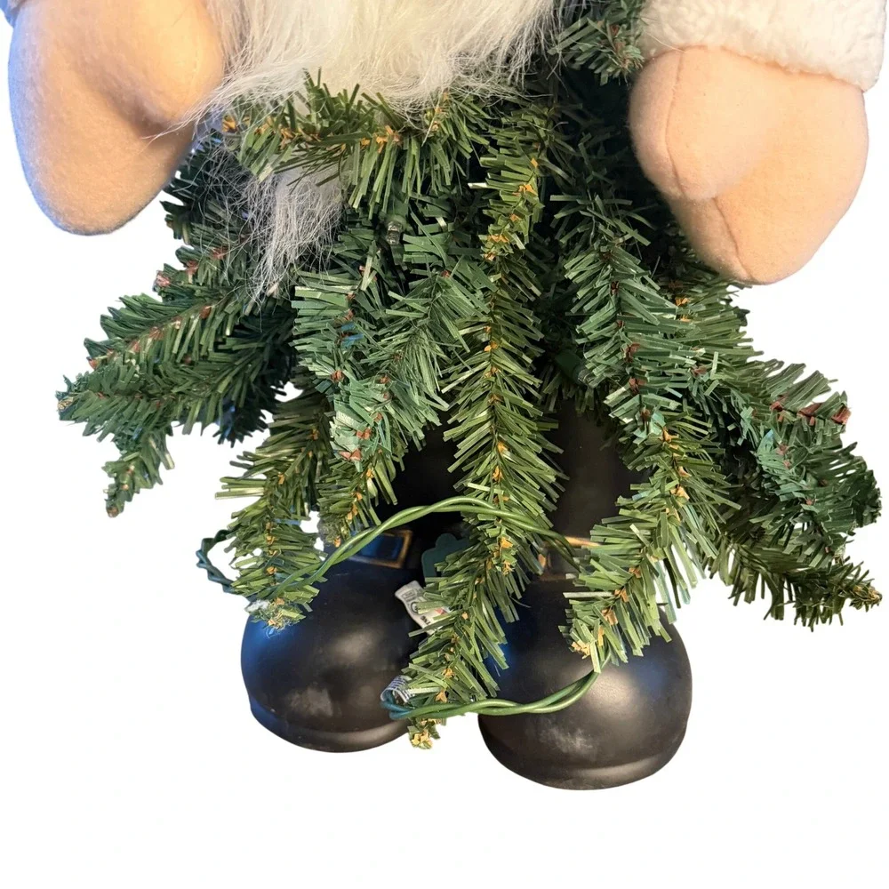 Christmas Gnome Figurine Red Black Plaid Hat with Evergreen Branch Holiday Decor
